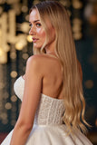 Corset Ivory Satin A Line Short Prom Dress with Appliques