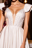 Sparkly Ivory Corset Satin A Line Short Prom Dress