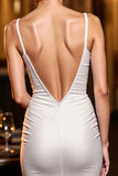 Ivory Satin Corset Bodycon Short Backless Prom Dress