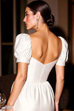 White Sweetheart Corset A Line Satin Short Prom Dress