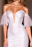 Corset White Bodycon Off the Shoulder Short Prom Dress