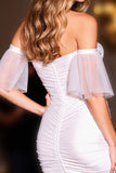Corset White Bodycon Off the Shoulder Short Prom Dress