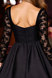 Black Sparkly A Line Short Corset Prom Dress with Lace