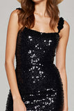 Sparkly Black Sequin Bodycon Mini Prom Dress