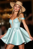 Cute Green Satin A Line Short Corset Prom Dress