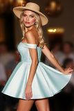 Cute Green Satin A Line Short Corset Prom Dress