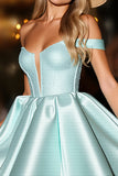 Cute Green Satin A Line Short Corset Prom Dress