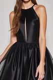 Black A Line Halter Keyhole Short Prom Dress