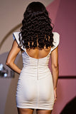 White Satin Sweetheart Bodycon Backless Short Prom Dress