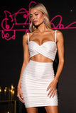 White Satin Bodycon Cut Out Backless Mini Prom Dress