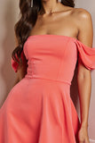 Cute Orange Satin A Line Off the Shoulder Mini Prom Dress