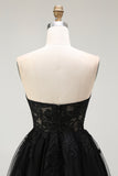 Black Sweetheart Corset Short Lace A Line Prom Dress