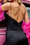 Black Corset V Neck Tight Satin Mini Prom Dress with Ruffles