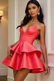 Orange A Line Corset Tiered Short Prom Dress
