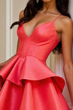 Orange A Line Corset Tiered Short Prom Dress