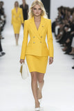 Yellow Peak Lapel 2 Piece Double Breasted Short Business Suits