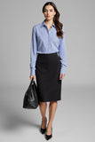 2 Piece Blue Striped Bodycon Midi Work Skirt Business Suits