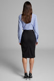 2 Piece Blue Striped Bodycon Midi Work Skirt Business Suits