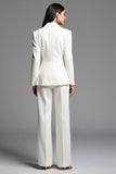 White Satin Notched Lapel 2 Piece Double Breasted Business Suits