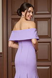 Lilac Satin Mermaid Maxi Mother of the Bride Dress with Appliques