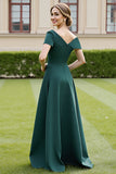 Pine A Line Satin Maxi Mother of the Bride Dress with Pockets