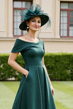 Pine A Line Satin Maxi Mother of the Bride Dress with Pockets