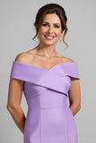 Lilac Mermaid Satin Maxi Mother of the Bride Dress with Slit