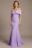 Lilac Mermaid Satin Maxi Mother of the Bride Dress
