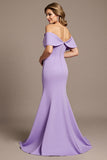 Lilac Mermaid Satin Maxi Mother of the Bride Dress