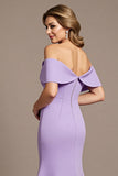 Lilac Mermaid Satin Maxi Mother of the Bride Dress