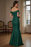 Burgundy Satin Mermaid Long Mother of the Bride Dress with Ruffles