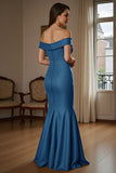 Burgundy Satin Mermaid Long Mother of the Bride Dress with Ruffles