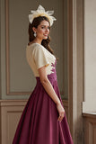 Burgundy Satin A Line Maxi Mother of the Bride Dress with Slit