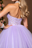 Lilac Organza A Line Corset Halter Short Prom Dress