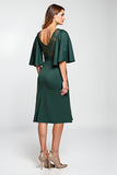 Sparkly Pine Satin Midi Mother of the Bride Dress with Lace
