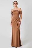 Brown Sheath Maxi Mother of the Bride Dress with Appliques