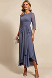 Twilight Sheath Chiffon Maxi Mother of the Bride Dress with 3/4 Sleeves