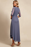 Twilight Sheath Chiffon Maxi Mother of the Bride Dress with 3/4 Sleeves