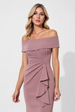 Vintage Mauve Mermaid Satin Mother of the Bride Dress with Ruffles