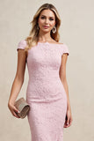 Candy Pink Boat Neck Mermaid Maxi Mother of Bride Dress with Appliques