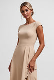 Champagne Maxi A Line Mother of the Bride Dress with Ruffles