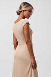 Champagne Maxi A Line Mother of the Bride Dress with Ruffles
