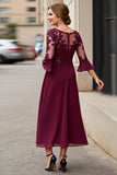 Cabernet Chiffon A Line Boat Neck Maxi Mother of the Bride Dress