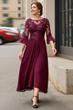 Cabernet Chiffon A Line Boat Neck Maxi Mother of the Bride Dress
