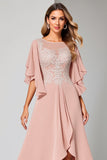 Blush A Line High-Low Mother of the Bride Dress with Ruffles