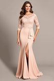Blush Mermaid Maxi Mother of the Bride Dress with Appliques