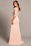 Blush Mermaid Maxi Mother of the Bride Dress with Appliques