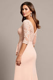 Blush Mermaid Maxi Mother of the Bride Dress with Appliques