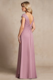 Vintage Mauve A Line High-Low Mother of Bride Dress with Appliques