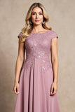 Vintage Mauve A Line High-Low Mother of Bride Dress with Appliques